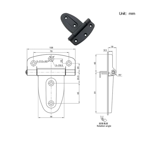 Charnière pour machines industrielles en PA anti-corrosion noire - 7
