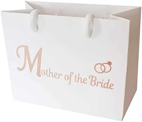 Small Wedding Gift Bags - White and Copper Gold Gift Bag with Rope Handles and Tissue Paper - Favours (Bridesmaid)