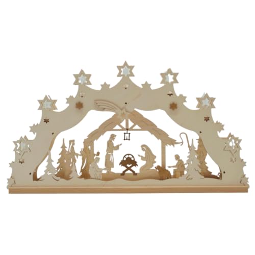 Original Erzgebirge Schwibbogen 22 Erzwelt - Lichterbogen ELB – Schwibbogen aus Holz – Leuchtbogen...