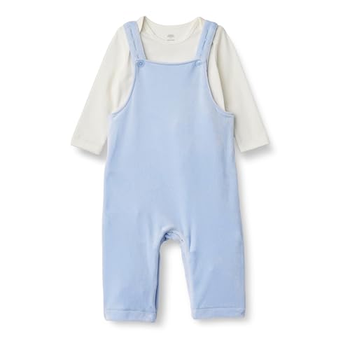 Image of Amazon Essentials x Sofia Grainge Unisex Babies' Velour Overall and Long Sleeve Bodysuit Set
