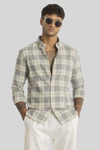 Image of SNITCH Beacon Light Grey Checks Linen Shirts