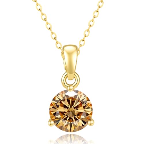 Collier solitaire moissanite 1ct éclat d'exception et or 14K pour femme