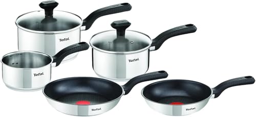 Tefal 5 Piece Pan Set, Comfort Max, Stainless Steel Pan, Pots, Induction Set