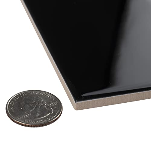 Somertile Crown Heights 3" X 6" Glossy Black Ceramic Wall Tile #TOP2