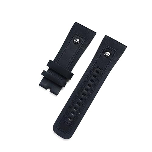Bracelet de montre cuir véritable 28mm noir boucle ardillon montre