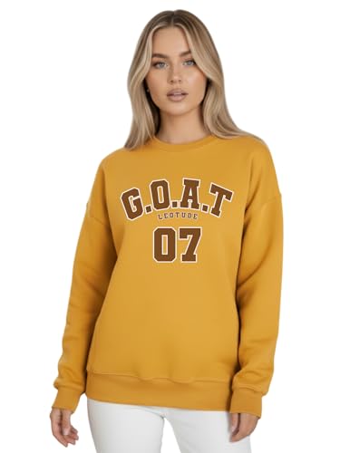 Image of LEOTUDE Women's Boyfriend Fit Loopknit Sweatshirt | Full Sleeve Drop Shoulder | Sweatshirt for Women