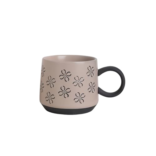 マグカップカフェラテ 陶器製 大容量 450ml 飲料カップ 隔熱把手付き 電子レンジ対応 マグカップ 家庭 来客用 オフィス用 ギフト プレゼント適 結婚祝い(スタイル1)