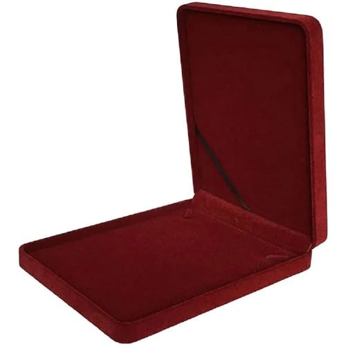 Velvet Jewellery Box Necklace Box Gift Case for Chunky Collar or Bib Necklace, Wine Red Jewellery Storage Display, Compatible with Long Chain and Statement Necklace-Ermaoo