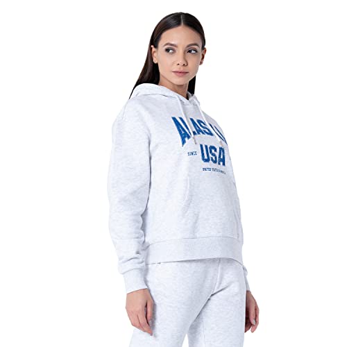 Image of Mode By Red Tape Women's Grey Melange Printed Hoodie