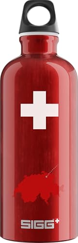 SIGG - Alu Trinkflasche - Traveller Swiss County - Climatepartner zertifiziert - Für Kohlensäurehaltige Getränke Geeignet - Auslaufsicher - Federleicht - BPA-frei - Outdoor - Swiss - 0,6L