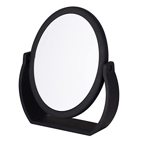 Bath Bliss Double-Sided Free-Standing Swivel Vanity Mirror | Regular & 10X’s Magnification | Make-up & Shaving Use | Freestanding | Tabletop | Rubberized | Black - Thumbnail 2