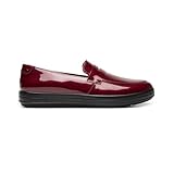 Flexi Mocasin Casual Slip on con Acabado en Piel para Mujer 109403 (Charol vino-26)