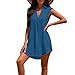 Womens Sleeveless Swimsuit Coverup Cotton V Neck Bathing Suit Cover Ups Fashion Swimwear Bikini Beach Cover-Up Dress(Blue,Medium)