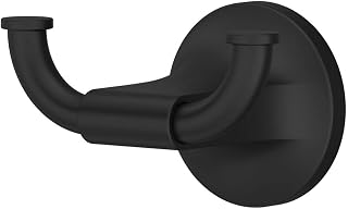 Pfister Pfirst Modern Matte Black Bathroom Towel Hook/Robe Hook with Hidden Screws, 2-Hole Wall Hooks/Door Hooks for Hanging, Bathroom Hardware/Bathroom Accessories, Modern Bathroom Décor