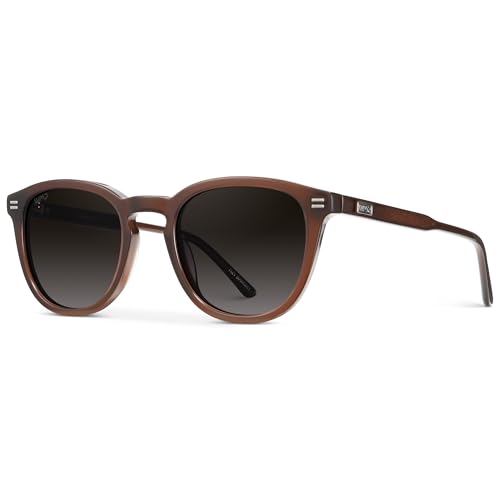 Image of WearMe Pro WMP Eyewear - Men's Classic Round Polarized Sunglasses, Premium Slim Acetate Frame with Dashed Rivet Details