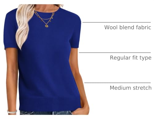 Image of ANRABESS Womens Short Sleeve Sweaters Wool Blend Crew Neck Sweater Shirts Business Casual Work Tops 2026 Summer Outfits