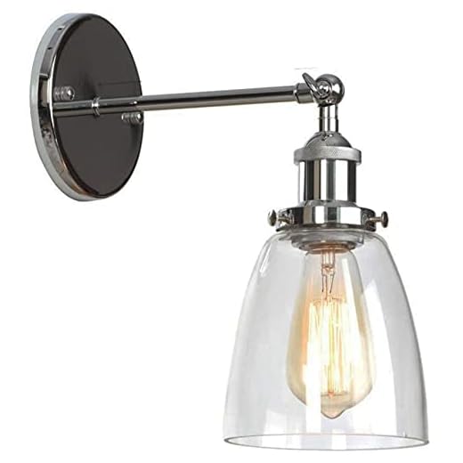 Industriell vintage vägglampa modern plätering kromfäste vägglampa klart glas lampa skugga vägglampor för badrum hall sovrum Cafe
