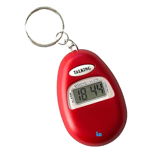 Genérico Llavero Reloj Parlante - Voz En Español - Discapacidad Visual - Invidentes - Personas Mayores - Color Rojo