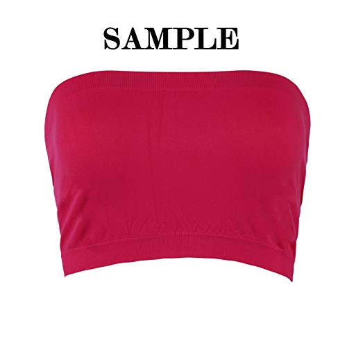 Pro Fit Women's Strapless Bra Bandeau Tube Top Multi Pack Seamless Regular And Plus Sizes (Plus Size 10-16, Olv+Bur+Kh+Bk) #TOP2