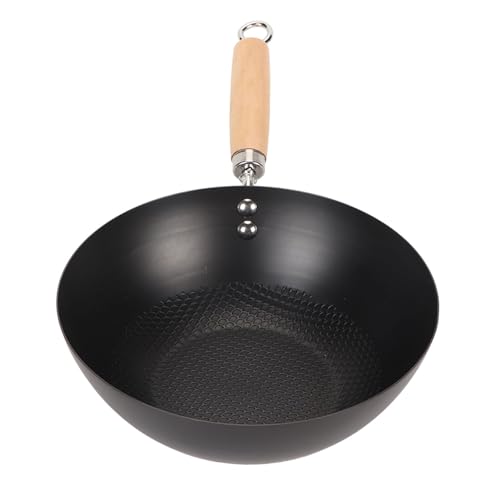 DIRBAK Sartén de hierro fundido con mango de madera y base plana, sartén de metal de 28 cm de diámetro para uso en estufa, sartén de cocina (20cm)
