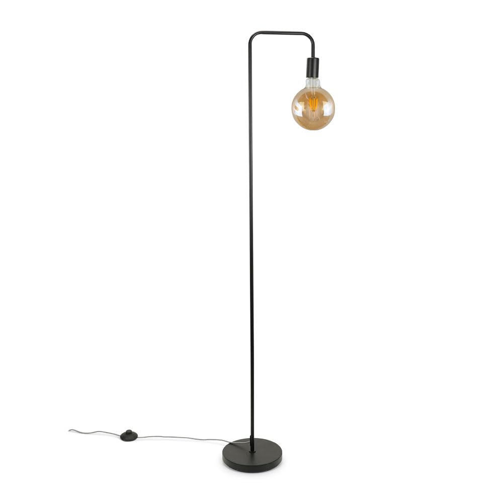 ValueLights Bronx Black Metal LED Floor Lamp - Industrial Style - H150.5 x W22 x D35.5cm