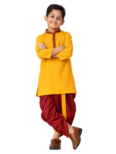 Image of Boys Ethnic Kurta & Elastic Waist Dhoti Set