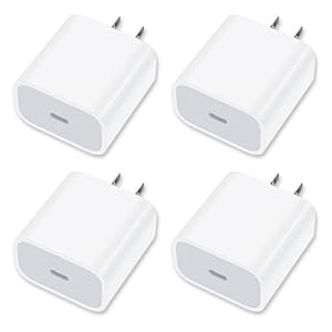 [4 Pack] USB-C Wall Charger, 20W USB-C Power Adapter Replacement for Phone 17/16/15/14/13/15 Pro/Pro Max/Plus/XS/XR/X,Galaxy, Pixel,i Pad and More