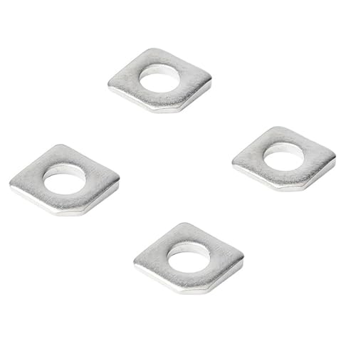 ZYAMY 4PCS 304 Stainless Steel M8 Square Chamfered Washers Heavy Duty Notched Metal Curtain Wall Washers Silver for Mechanical Equipment and Timber Structures Piping Electrical Industrial
