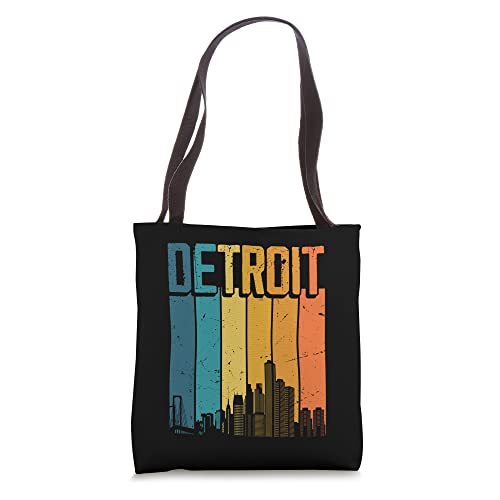Detroit Michigan USA Retro Vintage Sunset Skyline Detroit Tote Bag