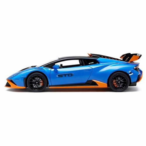 Image of Lamborghini Huracan STO 1:24 Scale Die-Cast Car Model White - Cofango Hood Opens Sound Light Openable Doors Pull-Back Alloy Supercar Collectible Toy