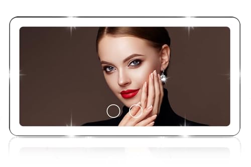 Image of Car Vanity Mirror with LED Lights, Rechargeable 2000 mAh, 3 Light Modes with Dimmable Touch Control, Sun Visor Mirror for Makeup, Grooming and Driving