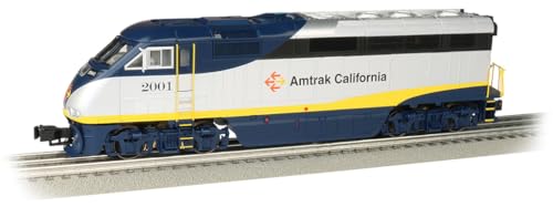 Williams by Bachmann EMD F59PHI Locomotive with True Blast Plus Sound - Amtrak California #2001 - O Scale, Prototypical Blue & Sliver with Yellow Stripe