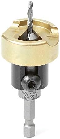 Amana Tool 55227 Carbide Tipped 82 Degree Countersink Set with Adjustable Drill Bit Depth Stop and No-Thrust Ball Bearing 3/8 Dia x 1/8 Drill Dia x 1/4 Inch Quick Release Hex Shank