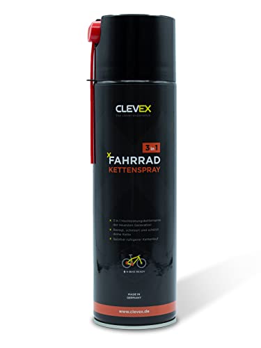 CLEVEX Fahrrad 3in1 Kettenspray 500 ml - Reinigt, schmiert & pflegt Ketten, Ritzel, Kassetten und Schaltwerk in nur EINEM Arbeitsschritt I Schmierung ohne zu verkleben I Spürbar leiserer Kettenlauf Cover