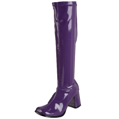 Get Cheap Price Funtasma Stretch Patent Block Heel Knee High Retro Boot GOGO-300 Purple-5