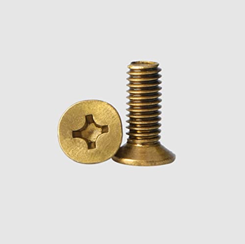 MACHSWON 10PCS M6 Brass Cross Countersunk Head Screws M6*40mm Brass Screw Threaded Flat Head Screws Cross Countersunk Head Copper Screw - Image 3
