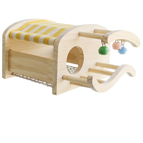 Relaxdays Vogelhaus zum Aufhängen, Sitzstangen für Vögel, Papagei Holzplattform, Schaukeln mit Schaukel Glocke
