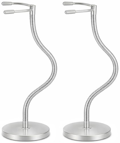 2 Pack Silver Action Figure Stand with Magnetic Base –Stop Motion Rig with Adjustable Dual-Arm Clip for 6''-7'' Figures – Action Figure Display Holder Stand Base Compatible with HG RG SD SHF Gundam 1/144 Toy
