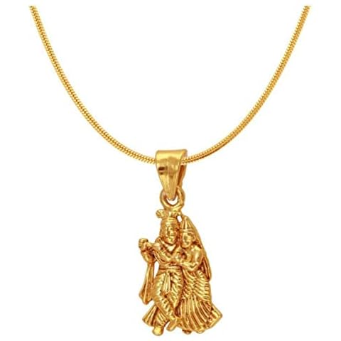 Jewar Locket Gold Plated Indian God/Bhagwaan Religious Pendant With Chain Jewelry Foe Men-Women (Ganesh Ji) (Radha Krishna) Cover