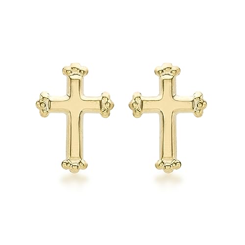 Boucles d'oreilles puces croix or jaune 9 ct, l'éclat d'un bijou précieux