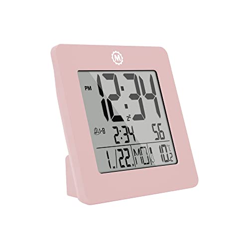 Marathon Digital Desktop Clock, Pink - Easy-To-Read 3.5” Display With Temperature & Date - Includes Alarm With Snooze & Backlight #TOP10
