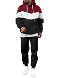 JMIERR Jacquard Track Suits for Men 2 Piece Airport Outfits Set Long Sleeve Hoodies Sweatshirts & Joggers Sweatpants, Winter Tracksuit Sweatsuits Matching Lounge Sets, Medium, B-Burgundy
