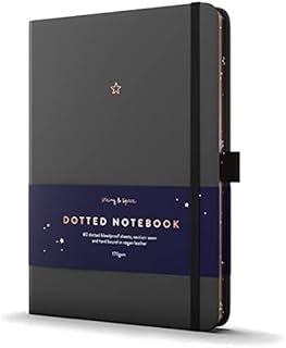 Bullet Dot Journal by String & Space  Space Collection Star Dotted Notebook, A5 Size  170GSM Paper, Rose Gold with Ribbons and Gift Box