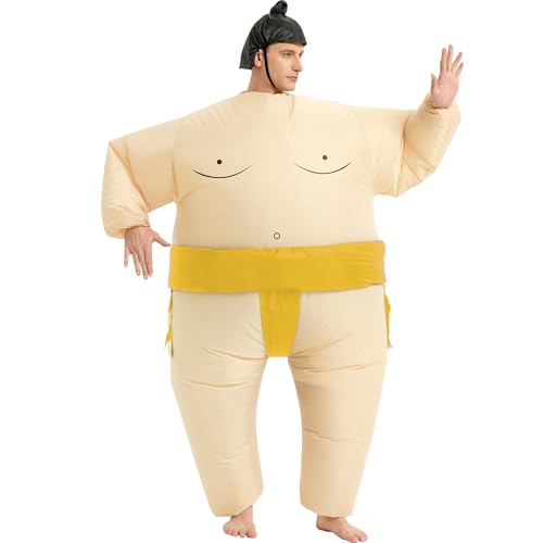 Threadsorcery Inflatable Costume Adult,Blow Up Wrestler Costumes,Inflatable Sumo Suit,Halloween Costumes for Men Women (Yellow)