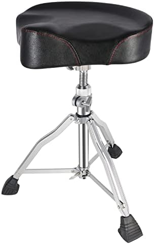 ROWELL Drum Throne Universal Upgraded,Padded Drum Seat Portable Height Adjustable Drumming Stools with Anti-Slip Feet for Adults and Kids Black (Black) (Motorcycle Seat)