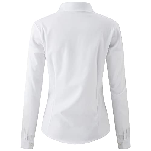 Jonivey Women's Breathable Long Sleeve Lady Shirt Office Work Easy Care Shirt (White,L) #TOP2