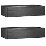 Gecheer Fundas Muebles jardín 2 uds 12 Ojales Rectangular 315x180x75 cm,Muebles de Jardin,para Exterior Balcón Terraza Patio,Type 1