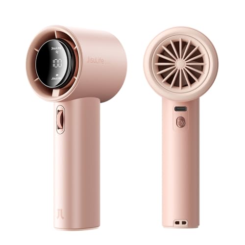 Image of JISULIFE Handheld Fan Pro1S - Next-Gen Airflow: Up to 12h Runtime, Pearlescent ABS - Elegant Strength, 1-100 Speed Scroll Wheel, 3600mAh-Portable Fan for Travel, Gifts for Women Men(Iceberry Pink)