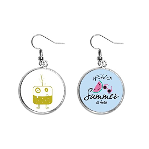 Pendientes de sandía para lóbulo con diseño de criatura verde 1