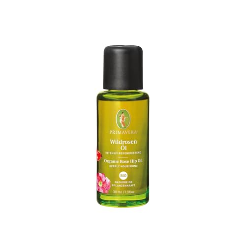 PRIMAVERA Pflegeöl Wildrosenöl bio 30 ml – naturreine Pflanzenkraft – Glasflasche – Aromaöl, Körperöl, Naturkosmetik - intensiv regenerierend, glättend, feuchtigkeitsspendend – vegan
